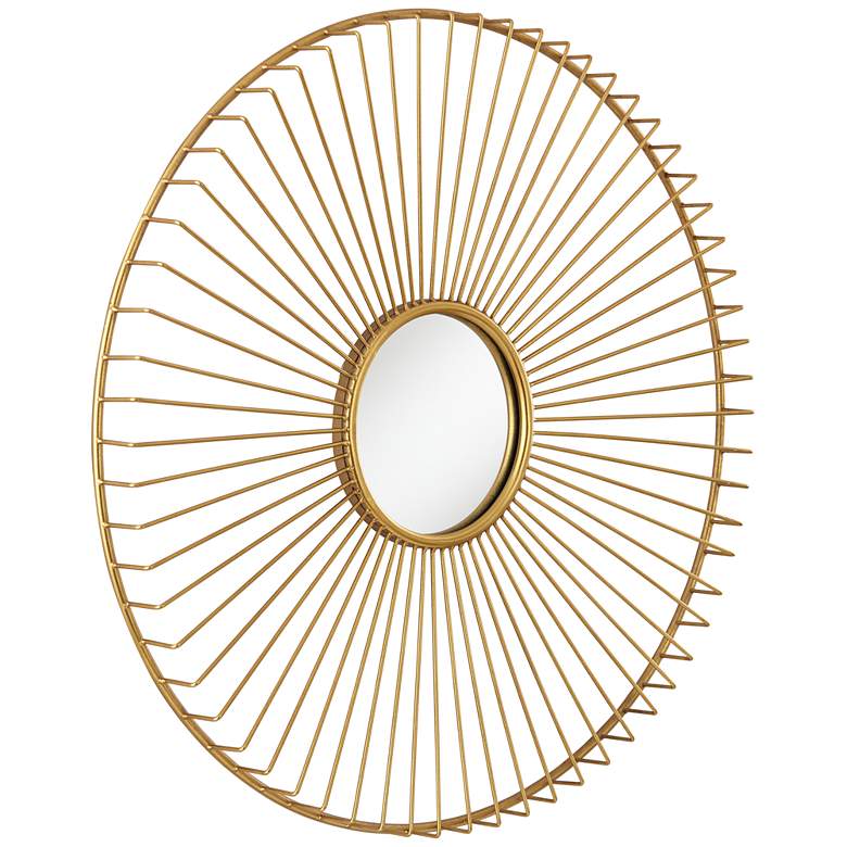 Image 4 Sarra Gold Leaf Metal 33" Round Wall Mirror more views