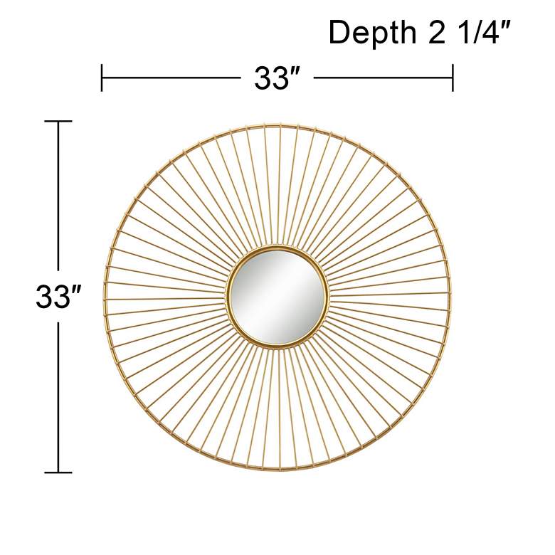 Image 5 Sarra Gold Leaf Metal 33" Round Wall Mirror more views