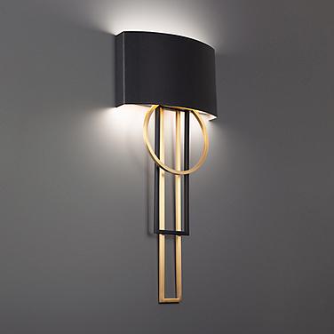 Sartre 32" High Black and Aged Brass LED Wall Sconce
