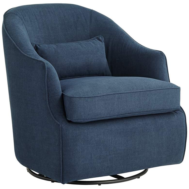 Image 2 Sasha 33" High Peyton Navy Swivel Accent Chair