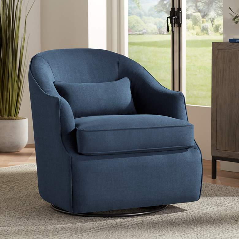 Image 1 Sasha 33" High Peyton Navy Swivel Accent Chair