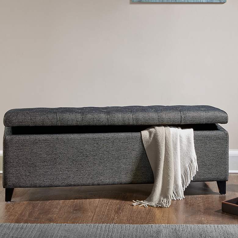 Image 1 Sasha 50 1/4" Wide Charcoal Fabric Tufted Storage Bench