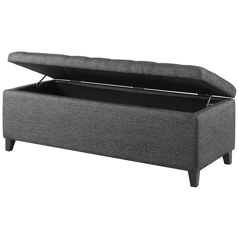 Image 5 Sasha 50 1/4" Wide Charcoal Fabric Tufted Storage Bench more views