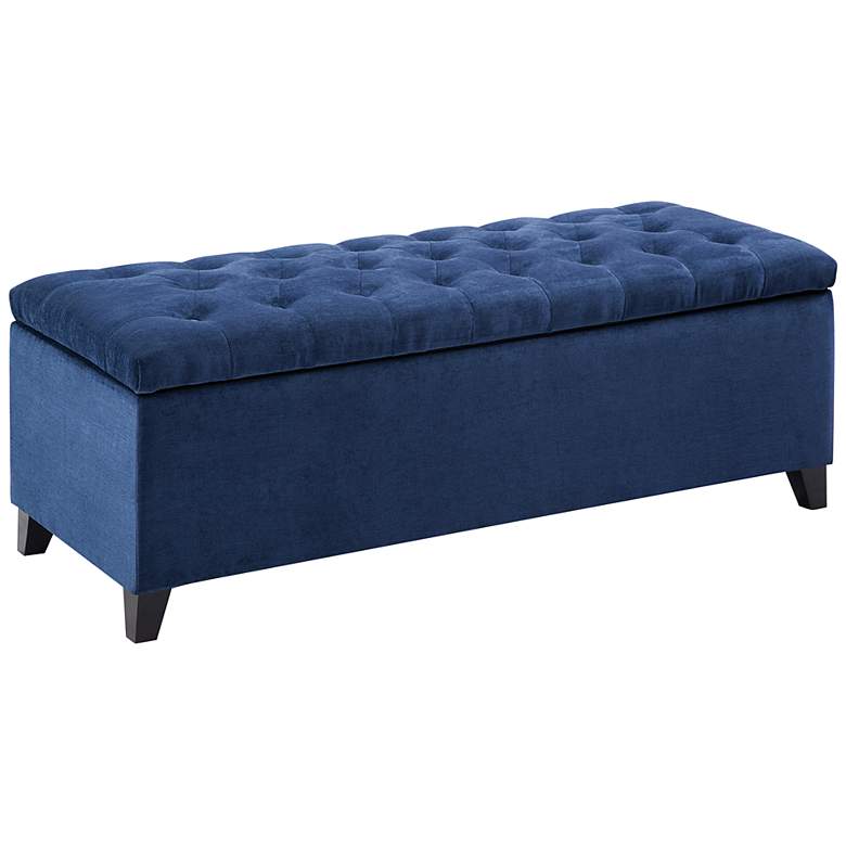 Image 2 Sasha 50 1/4 inch Wide Navy Tufted Soft Fabric Storage Bench