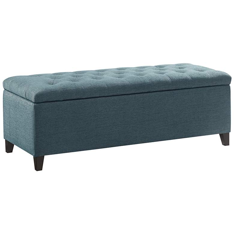 Image 2 Sasha 50 1/4" Wide Peacock Blue Fabric Tufted Storage Bench