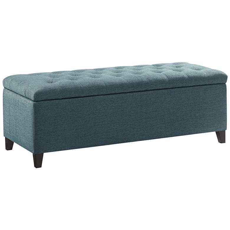 Image 2 Sasha 50 1/4 inch Wide Peacock Blue Fabric Tufted Storage Bench