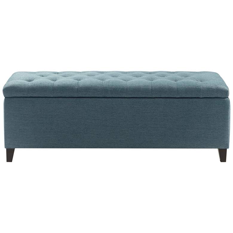 Image 3 Sasha 50 1/4 inch Wide Peacock Blue Fabric Tufted Storage Bench more views