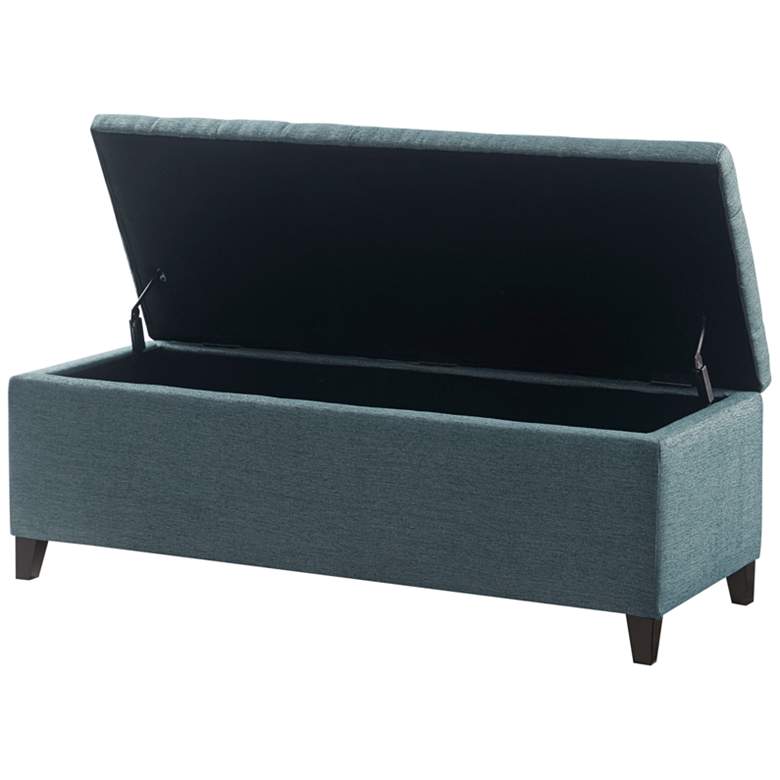 Image 4 Sasha 50 1/4" Wide Peacock Blue Fabric Tufted Storage Bench more views