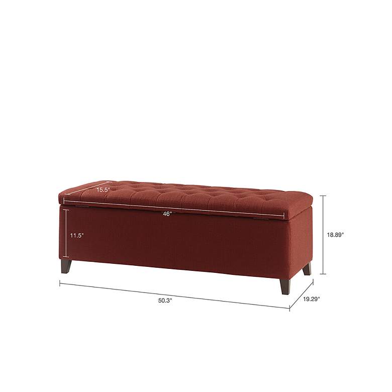 Image 6 Sasha 50 1/4" Wide Rust Red Fabric Tufted Storage Bench more views