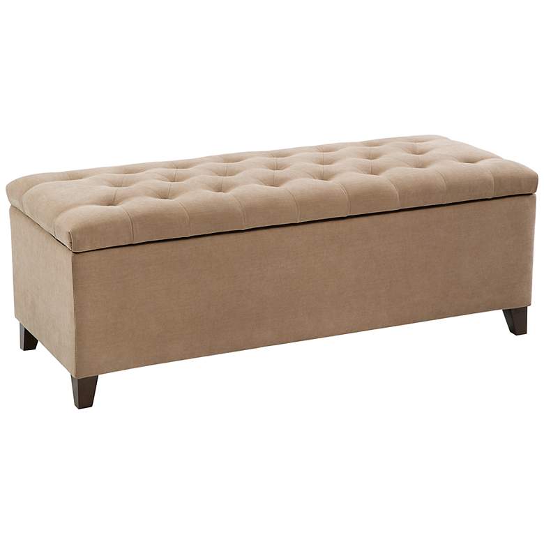 Image 2 Sasha 50 1/4" Wide Sand Tufted Soft Fabric Storage Bench