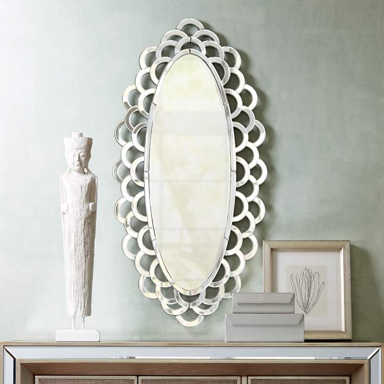 Image 1 Sasha Scallop Layered Edge 21 inch x 42 inch Oval Wall Mirror