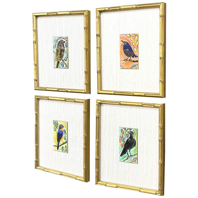 Image 2 Sassy Birds 11"W x 13"H Modern Framed Art Set of 4 more views