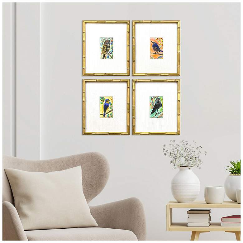 Image 4 Sassy Birds 11"W x 13"H Modern Framed Art Set of 4 more views