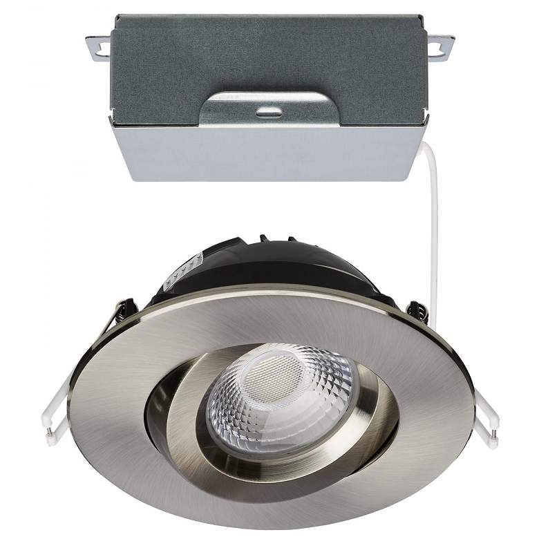 Image 1 Satco 12 Watt 4" Brushed Nickel LED Direct Wire Downlight Gimbaled