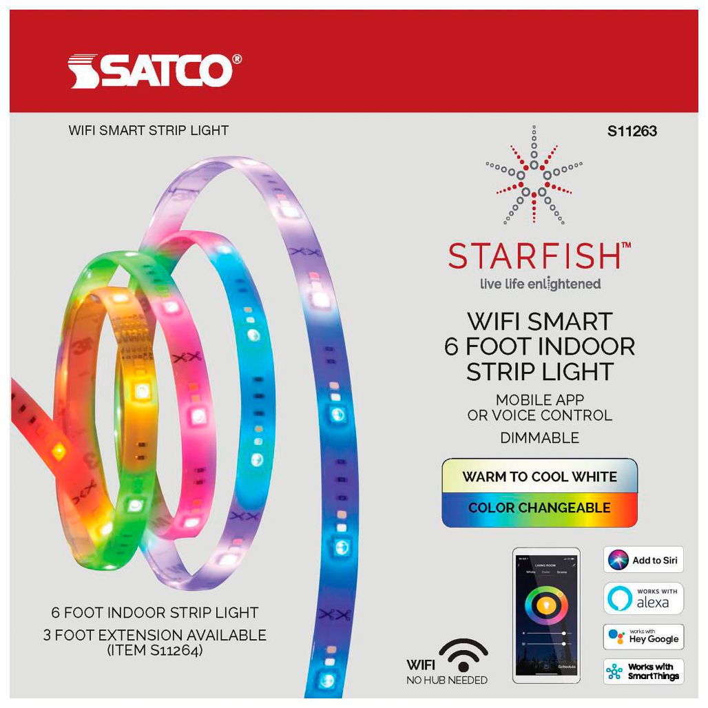 Satco 20W 6' LED Smart Indoor Strip Light
