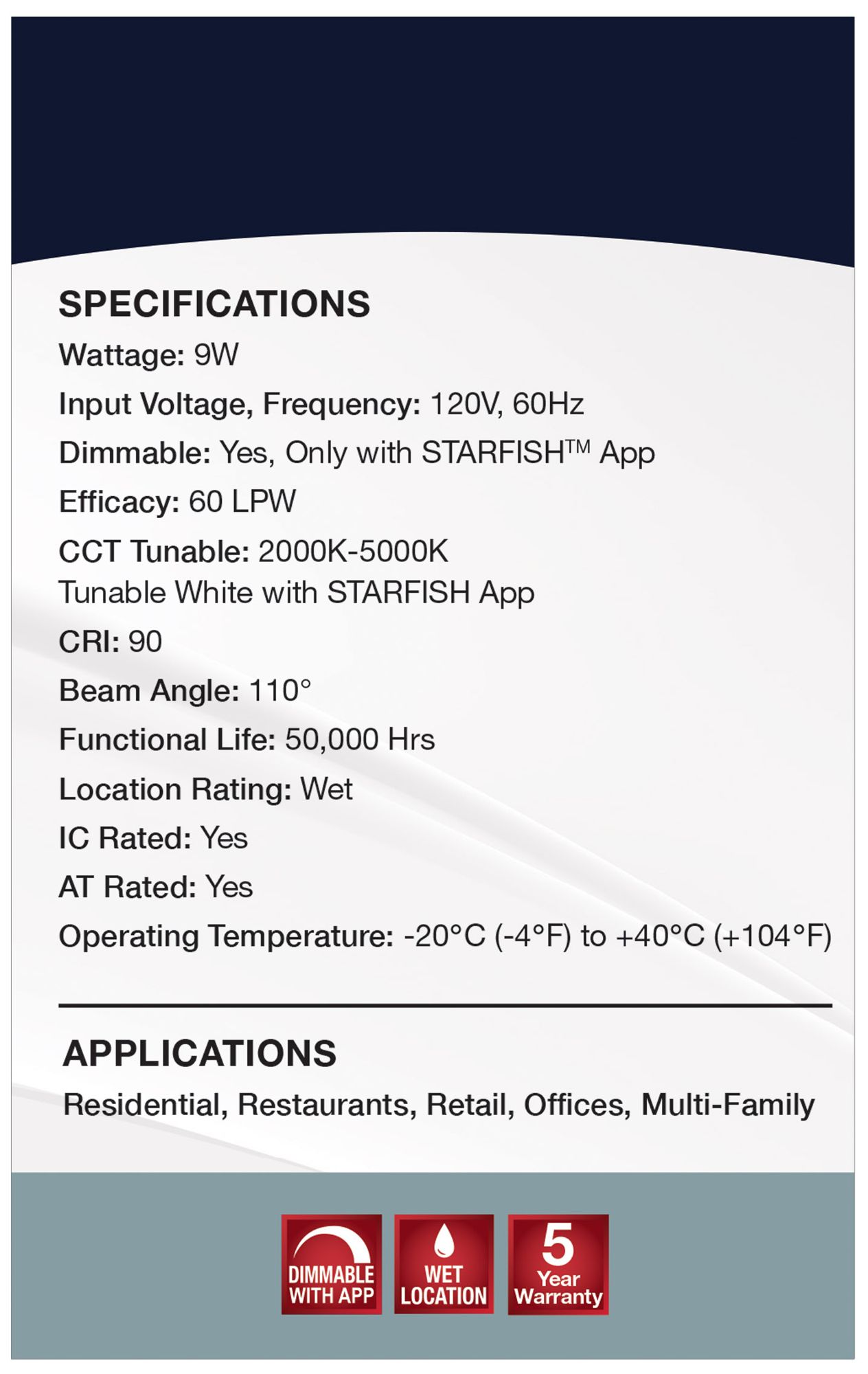 Satco 4" White Round LED Direct Wire Low Profile Downlight