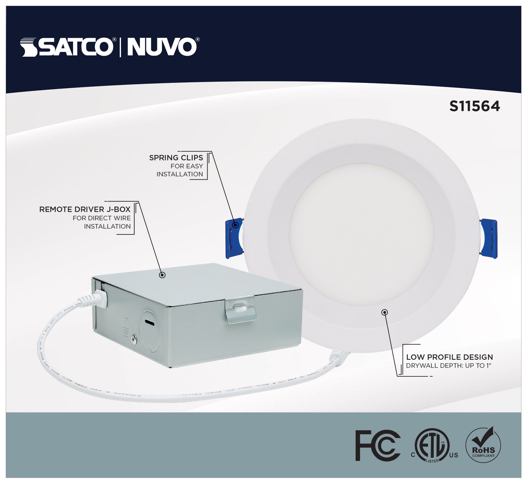 Image 7 Satco 4" White Round LED Direct Wire Low Profile Regress Baffle Downlight more views