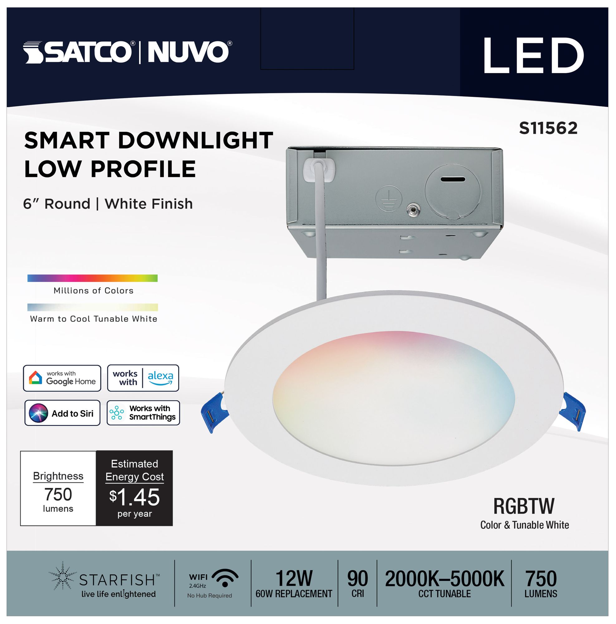 Image 6 Satco 6" White Round LED Direct Wire Low Profile Downlight more views