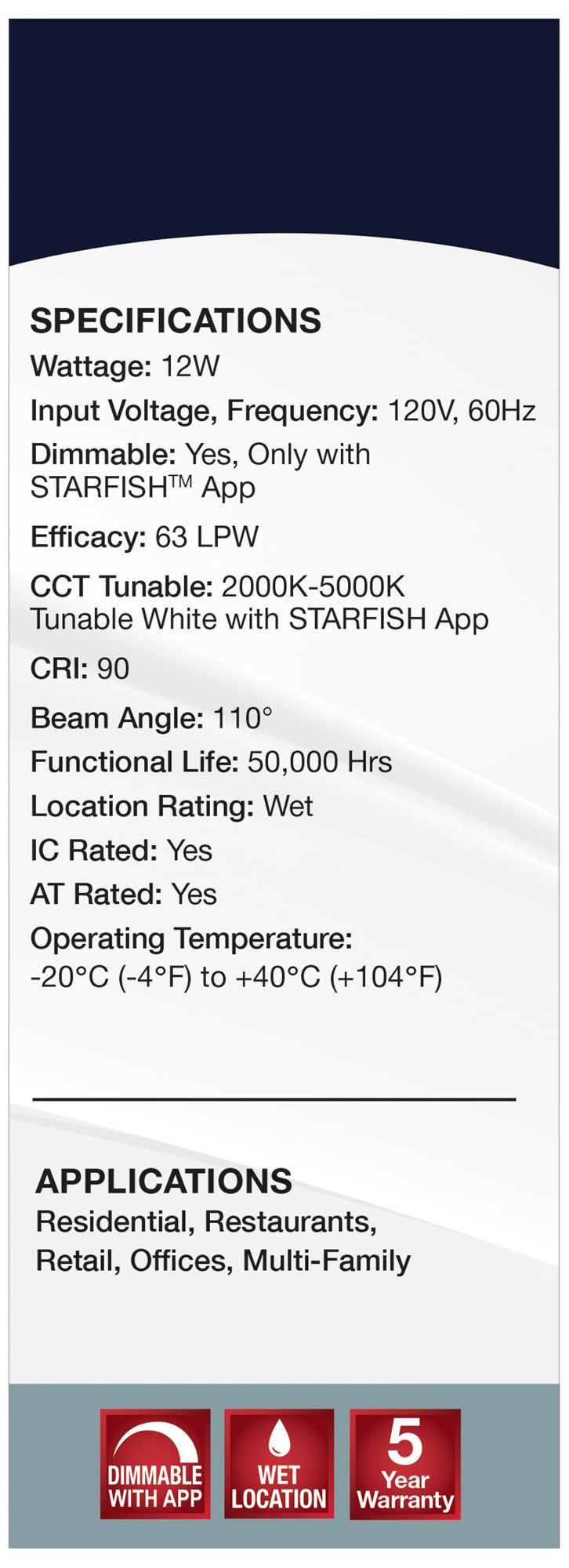 Satco 6" White Round LED Direct Wire Low Profile Downlight