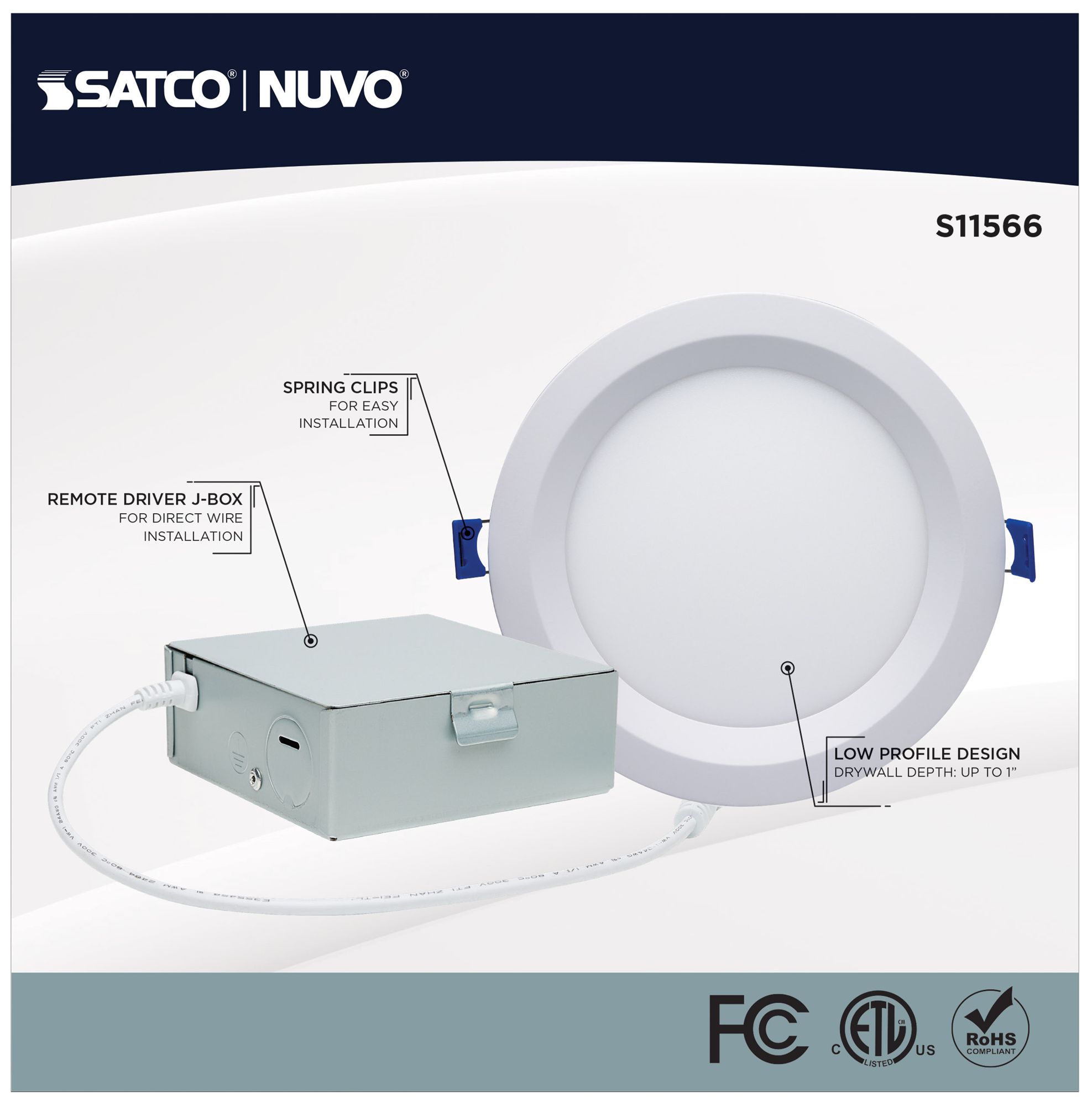 Image 7 Satco 6" White Round LED Direct Wire Low Profile Regress Baffle Downli more views