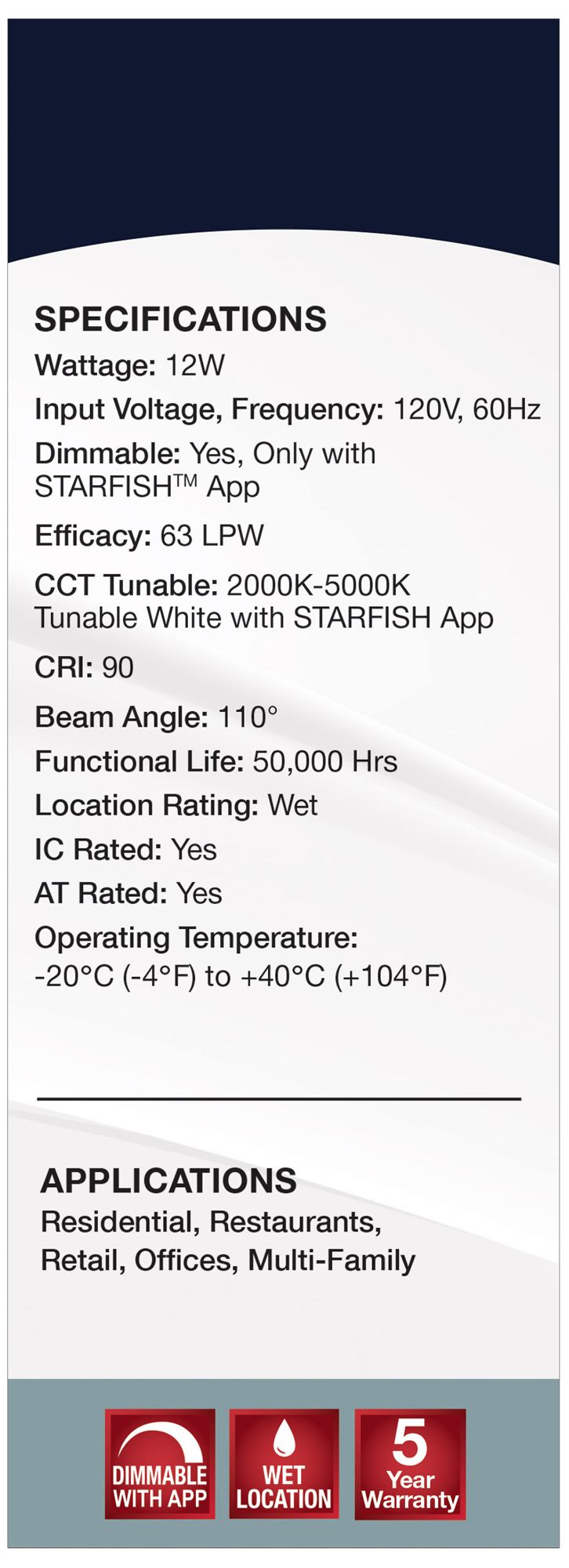 Satco 6" White Round LED Direct Wire Low Profile Regress Baffle Downlight