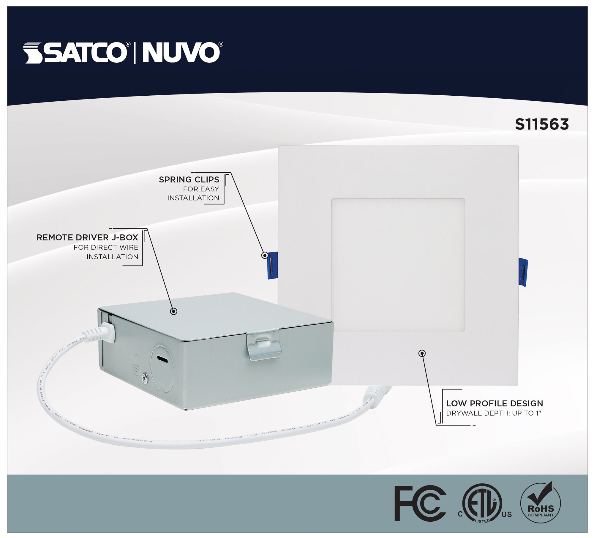 Image 7 Satco 6" White Square LED Direct Wire Low Profile Downlight more views