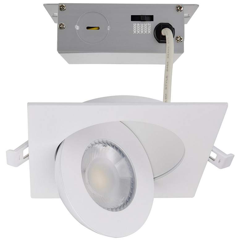 Image 1 Satco 9 Watt 4" Square White LED Direct Wire Downlight Gimbaled