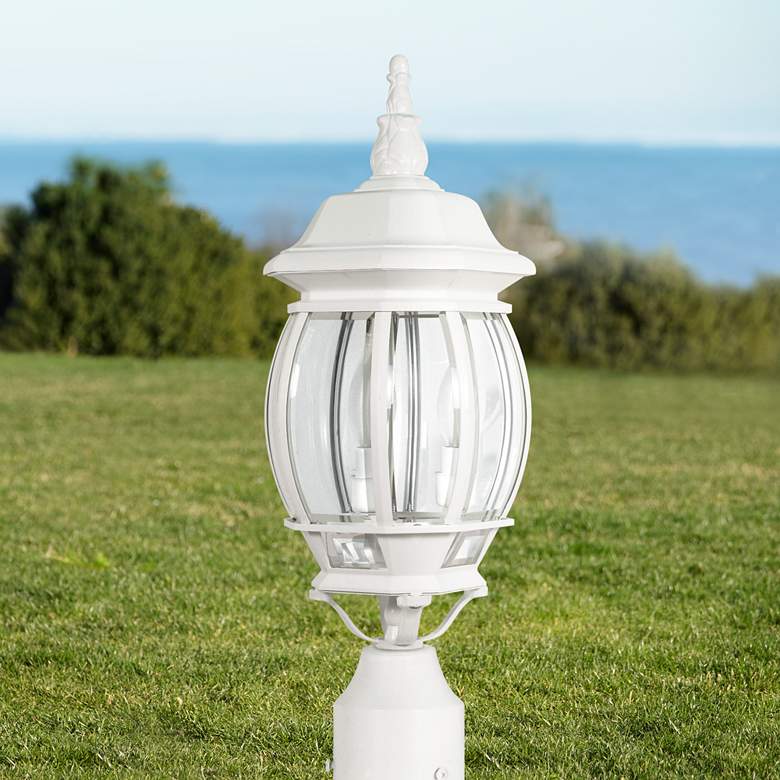 Image 1 Satco Central Park 21 inch High White 3-Light Outdoor Post Light