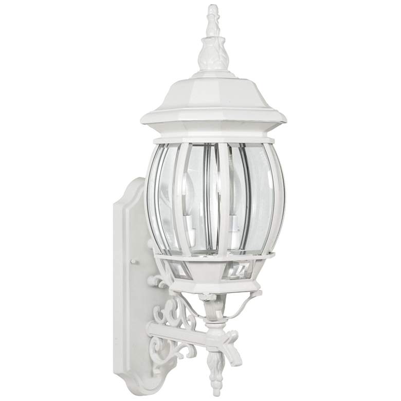 Image 2 Satco Central Park 22 3/4" High White Upbridge Arm Outdoor Wall Light