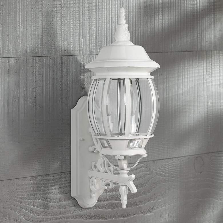 Image 1 Satco Central Park 22 3/4" High White Upbridge Arm Outdoor Wall Light