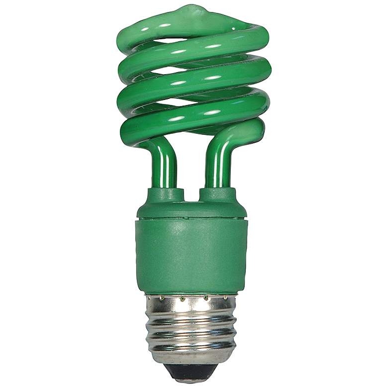 Image 1 Satco Green 13 Watt Spiral Fluorescent Party Light Bulb