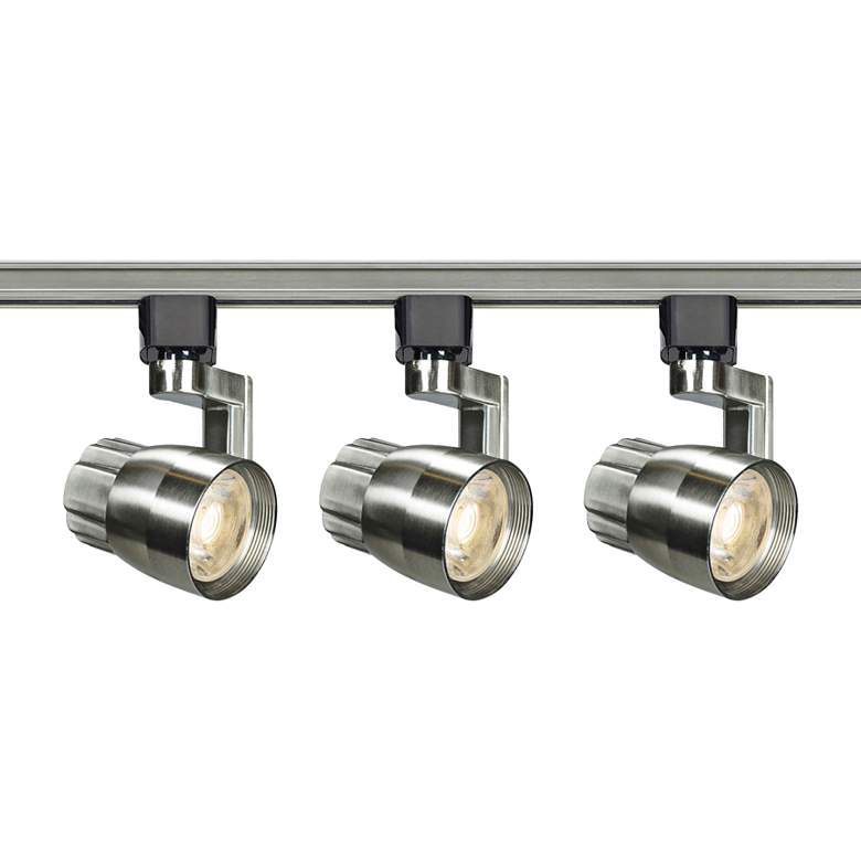 Image 1 Satco Mizner 3-Light Brushed Nickel Angle Arm LED Track Kit