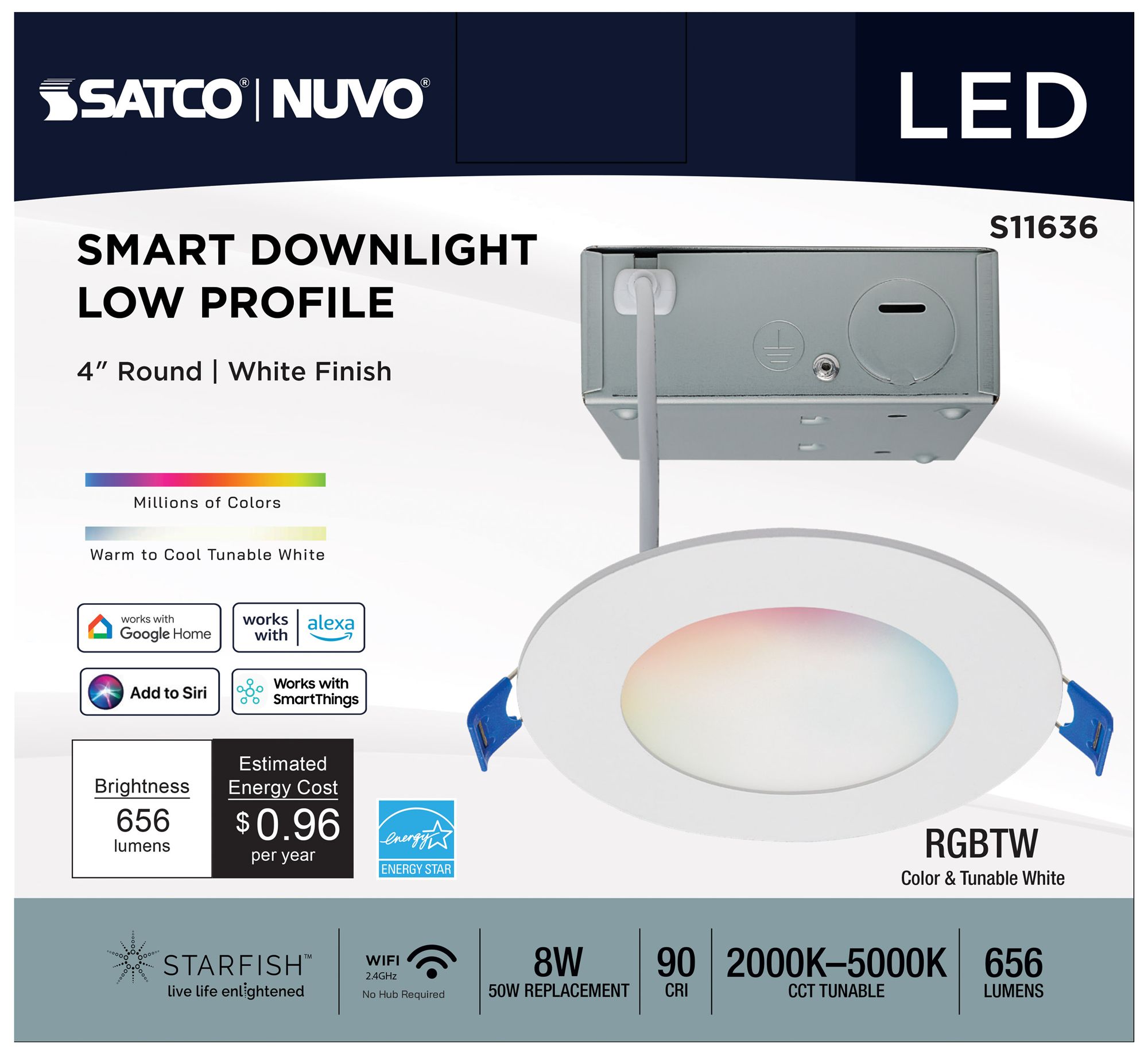 Image 6 Satco Starfish 4" White Round LED Direct Wire Downlight - Remote Driver more views