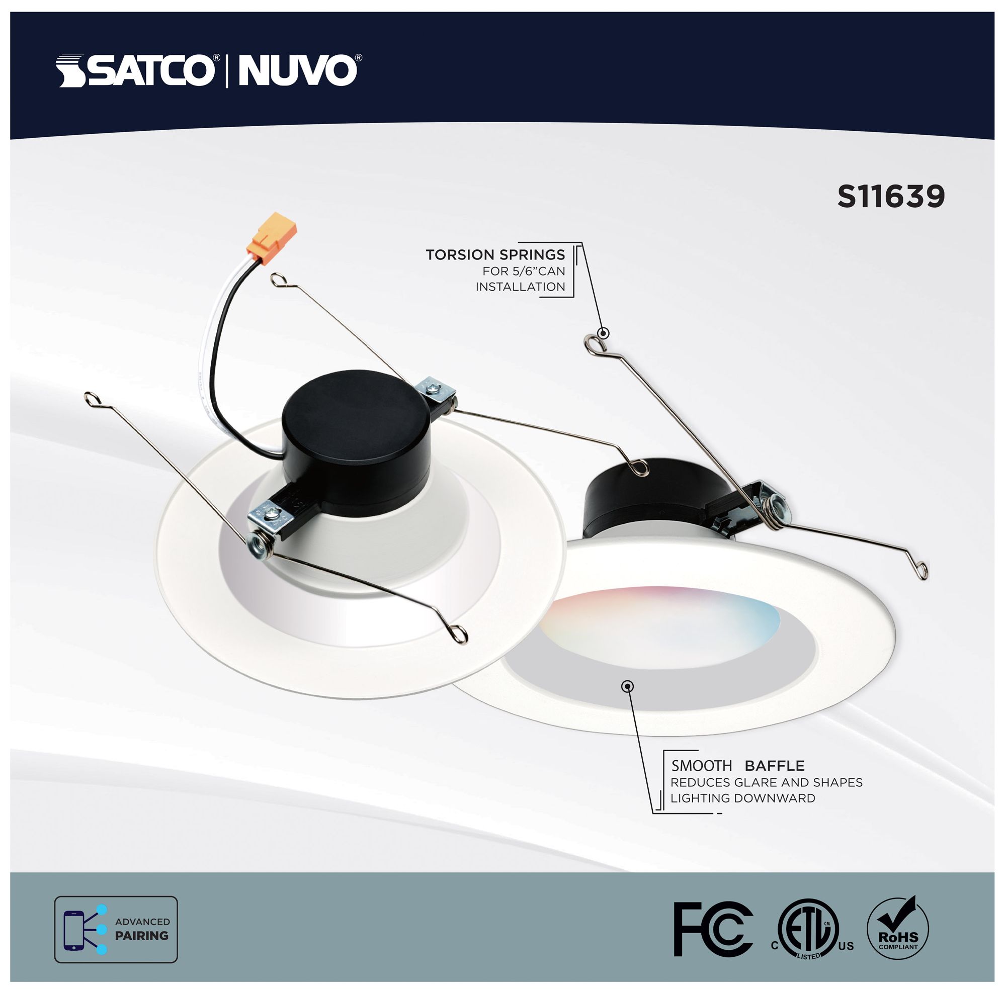 Image 3 Satco Starfish 5-6" White Round 11 Watt LED Retrofit Downlight -RGBTW more views