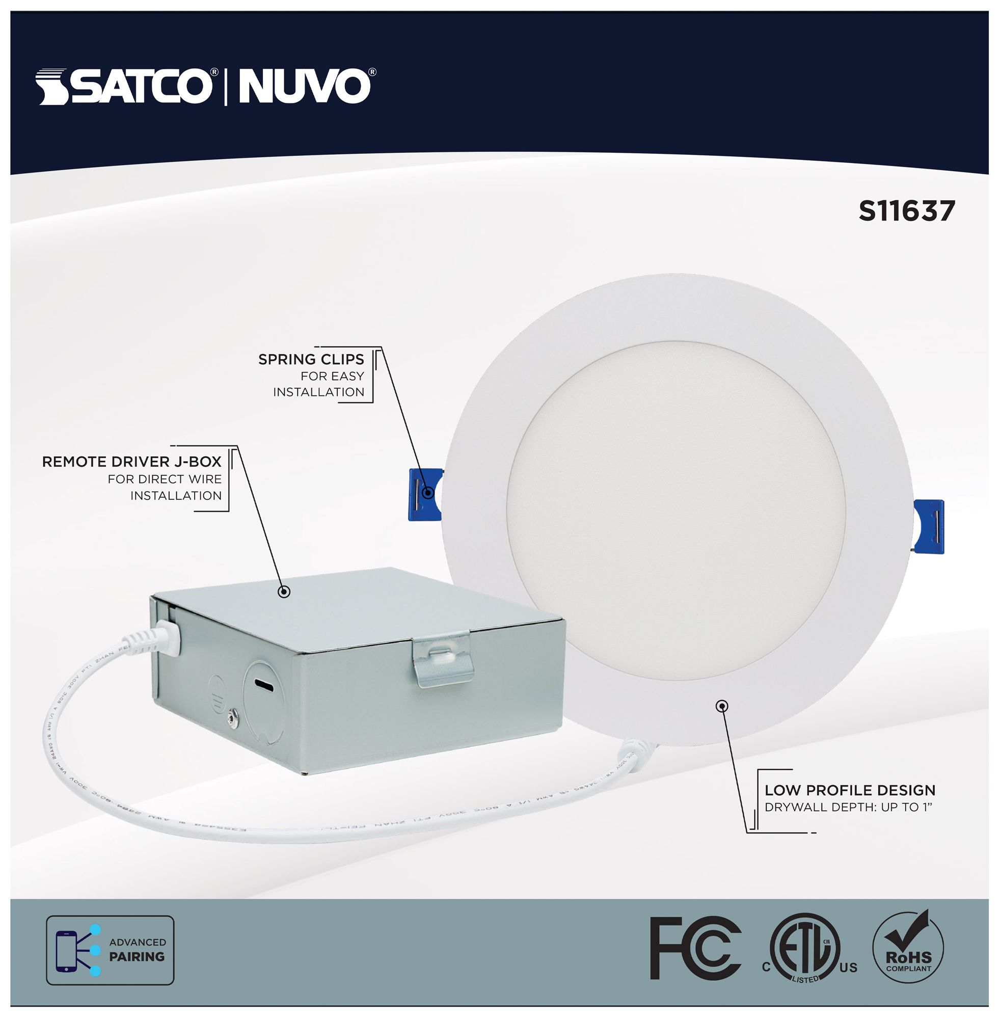 Image 7 Satco Starfish 6" White Round LED Direct Wire Downlight - Remote Driver more views