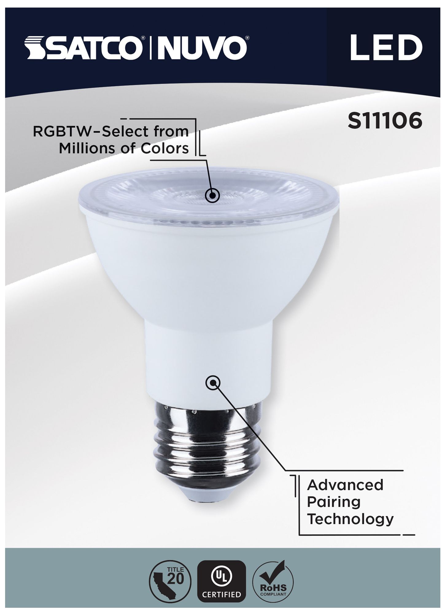 Satco Starfish PAR20 WiFi Smart LED, 5.5 Watt, E26 RGBTW Light Bulb