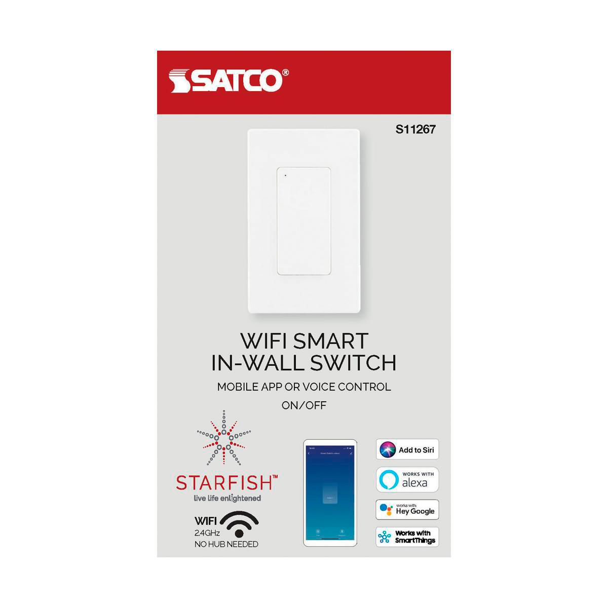 Image 5 Satco Starfish White Smart On/Off Wall Switch more views