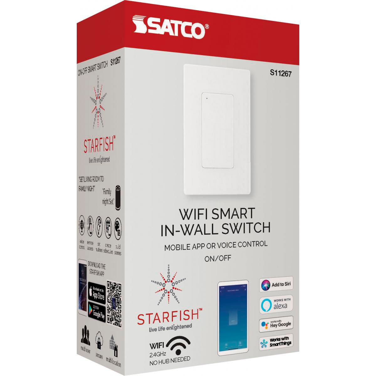 Image 6 Satco Starfish White Smart On/Off Wall Switch more views