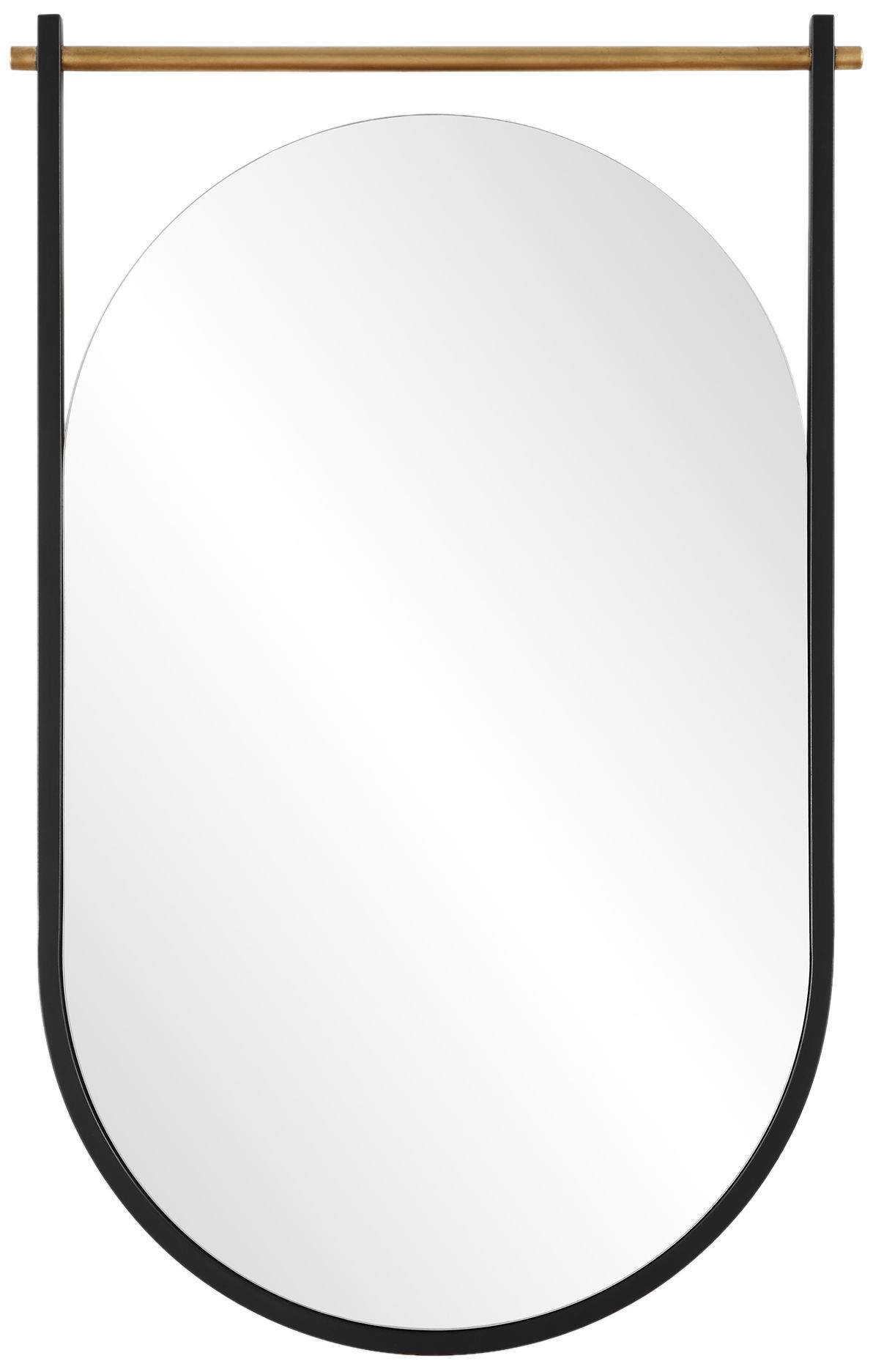 Image 2 Satin Black Oval with Gold Bar 21 3/8" x 33 3/4" Wall Mirror
