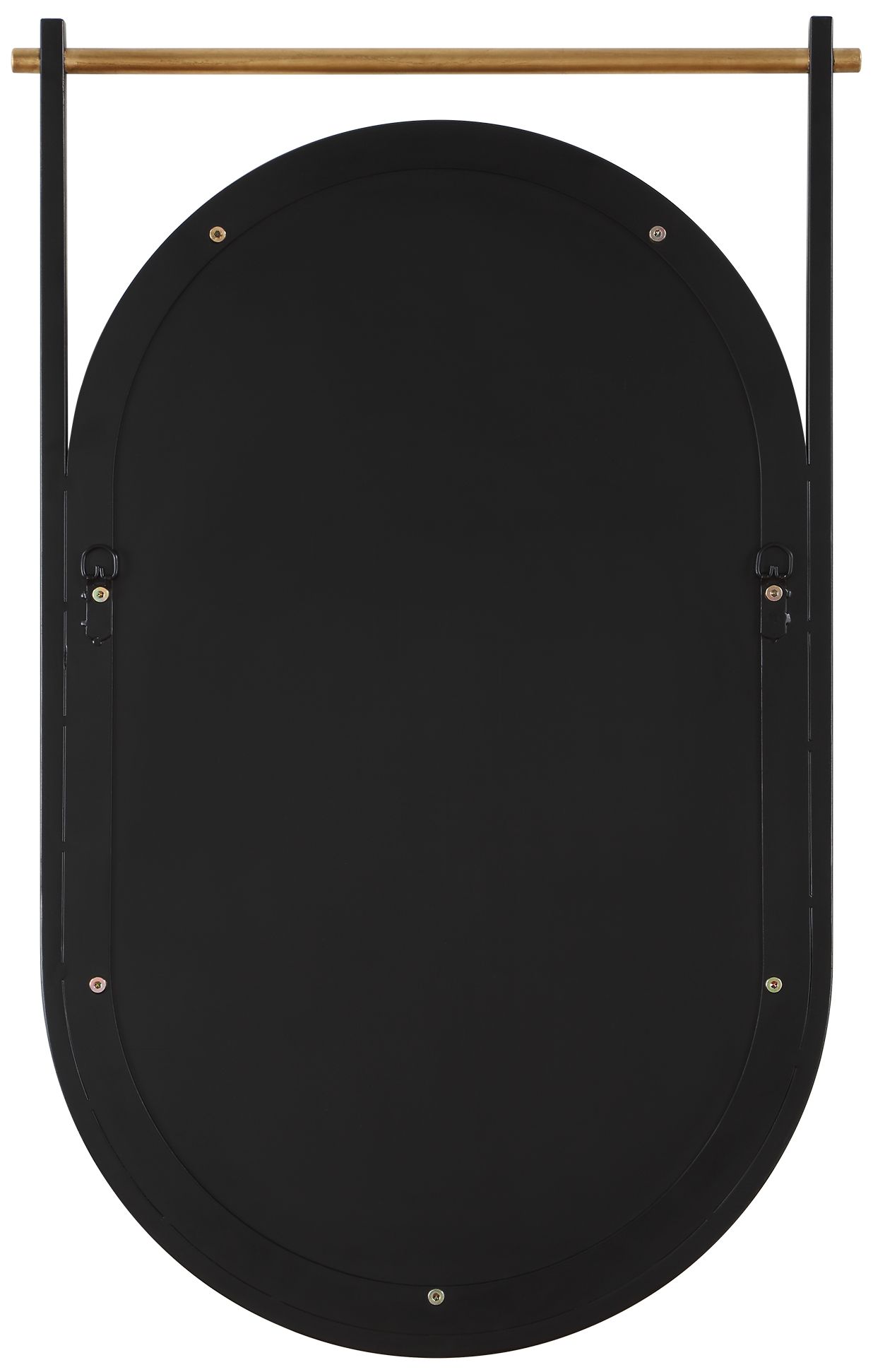 Image 7 Satin Black Oval with Gold Bar 21 3/8" x 33 3/4" Wall Mirror more views