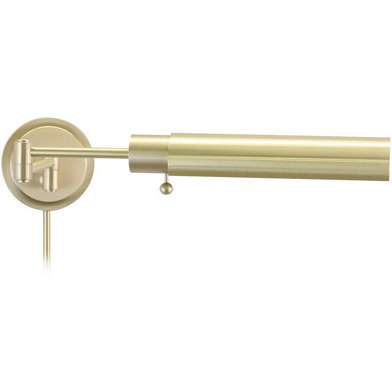 Image 1 Satin Brass Round Head Plug-In Swing Arm Wall Lamp