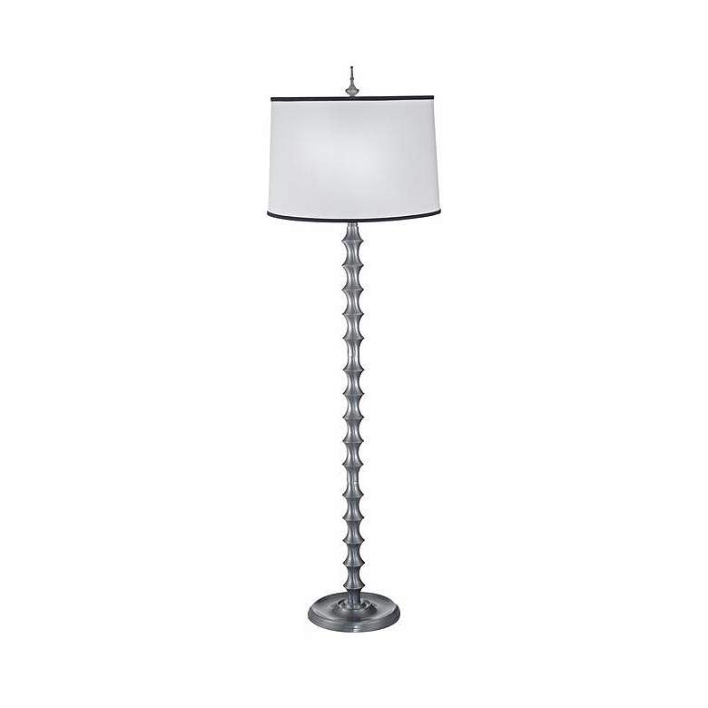 Image 1 Satin Lacquer Sawtooth Hand-Cast Metal Floor Lamp