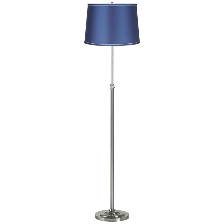 Image 1 Satin Medium Blue Brushed Steel Adjustable Floor Lamp