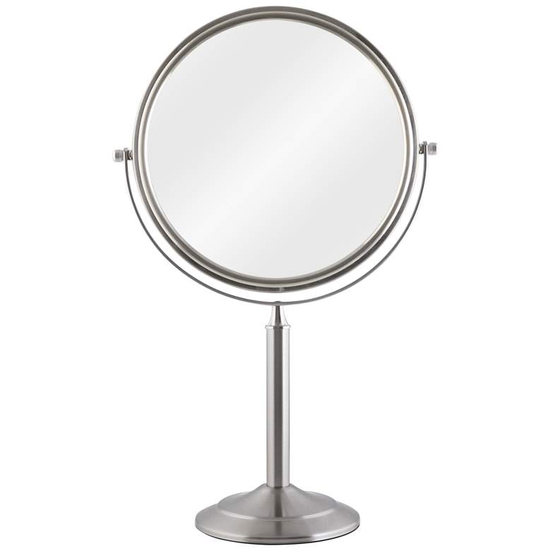 Image 1 Satin Nickel 1X/3X Magnified Oversized Swivel Vanity Mirror