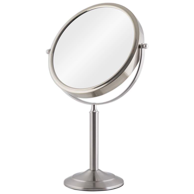 Image 2 Satin Nickel 1X/3X Magnified Oversized Swivel Vanity Mirror more views
