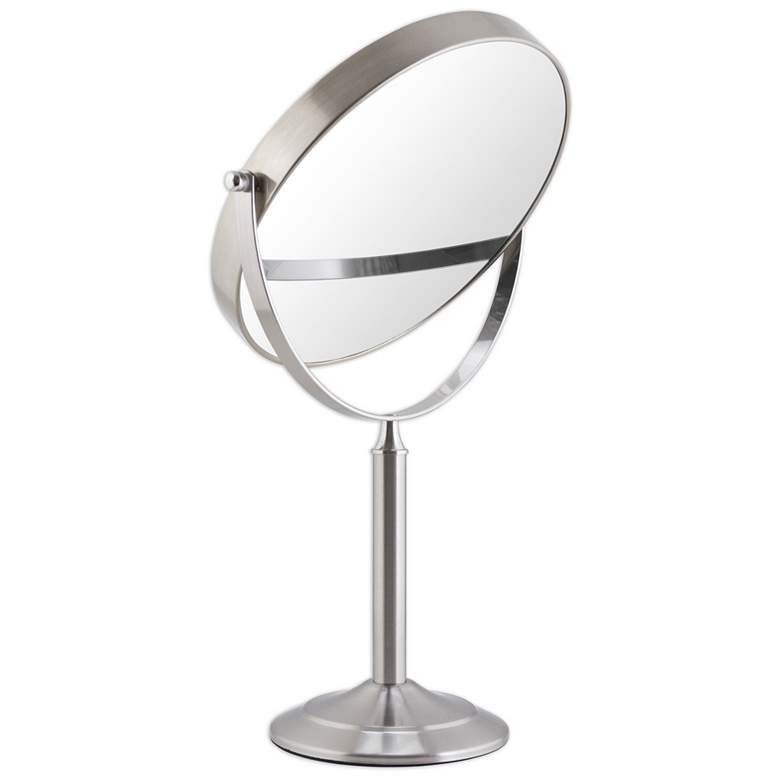 Image 3 Satin Nickel 1X/3X Magnified Oversized Swivel Vanity Mirror more views