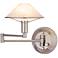 Satin Nickel Alabaster White Glass Swing Arm Wall Lamp