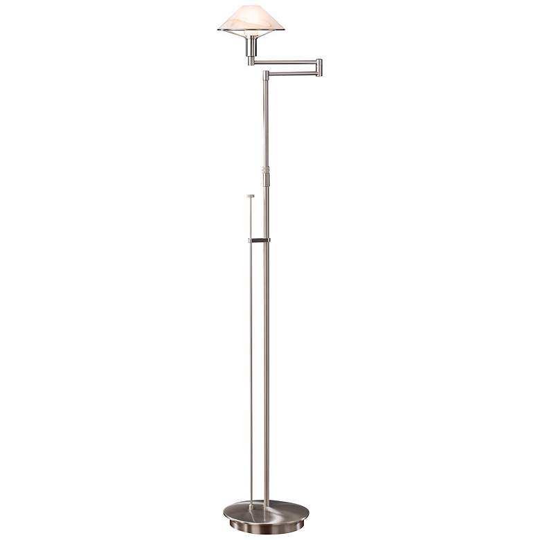 Image 1 Satin Nickel Brown Alabaster Glass Holtkoetter Floor Lamp