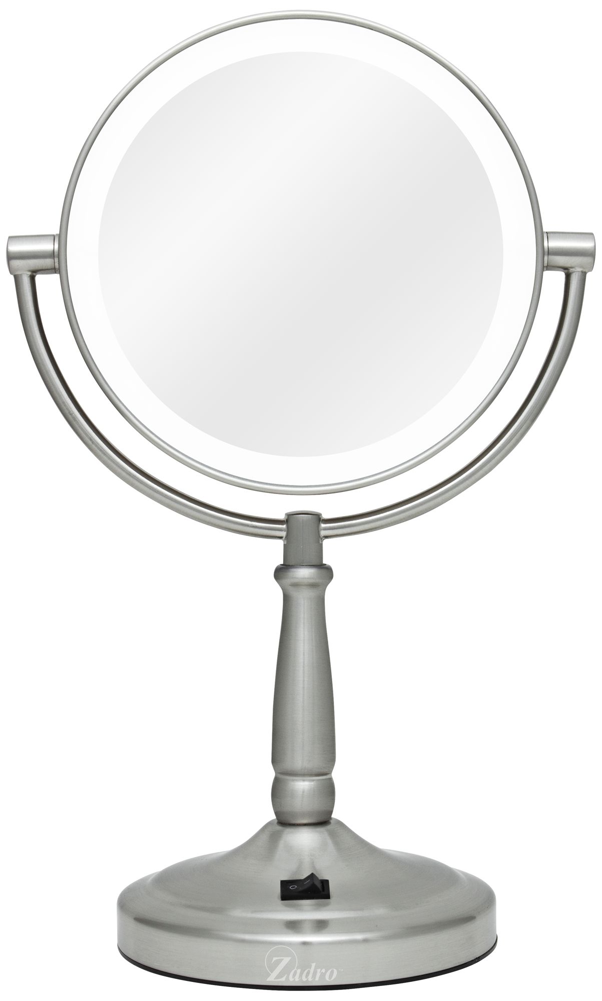 Satin Nickel Cordless 7" Wide LED Lighted Vanity Mirror 2P851