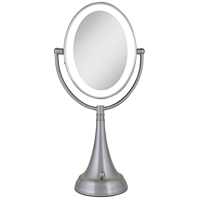Image 1 Satin Nickel Double-Sided Oval LED Vanity Mirror